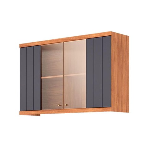 Armário Aéreo Cozinha Elena 2 Ptas c/Vid 120cm Titanium MGM