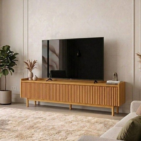 Rack para TV até 75 Polegadas Ripado Siena 180cm Freijó Nativo