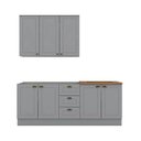 Ver imagem 7 de Kit de Cozinha Modulada 4 Peças Americana (1 Aéreo. 2 Balcões, 1 Complemento) Cinza - Henn
