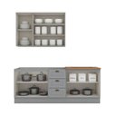 Ver imagem 6 de Kit de Cozinha Modulada 4 Peças Americana (1 Aéreo. 2 Balcões, 1 Complemento) Cinza - Henn
