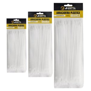 Kit 300 Fitas Hellerman Enforca Gato Cinta Plástica Abraçadeira Lacre de Nylon Tamanhos 15 20 30cm B