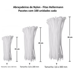 Kit 300 Fitas Hellerman Enforca Gato Cinta Plástica Abraçadeira Lacre de Nylon Tamanhos 15 20 30cm B - 2