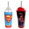 Copo Shake Com Canudo Infantil Spider Man E Superman 500Ml - 1