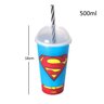 Copo Shake Com Canudo Infantil Spider Man E Superman 500Ml - 3