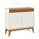 Ver imagem 5 de Buffet Aparador Ripado com 2 Portas Monaco 92cm - Off White e Cedro