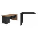 Ver imagem 2 de Escrivaninha Mesa Escritório em L Diretor Tamburato Ld com 4 Gavetas 180cm Marrom/Nogal/Preto Artany