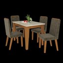 Ver imagem 2 de Conjunto de Sala de Jantar 4 Cadeiras Roma Marrom/Freijo Off White/Tec Capuccino