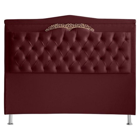Cabeceira de Cama Box Barcelona Casal 140 Cm Capitonê Retro Botão Encapados Suede Vinho do Lar Mó