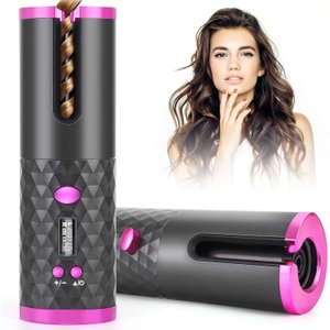 Modelador de Cabelo Automático sem Fio Modelador de Cachos Automático C/ Visor Lcd e Temperatura Aju