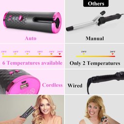 Modelador de Cabelo Automático sem Fio Modelador de Cachos Automático C/ Visor Lcd e Temperatura Aju - 3