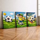 Ver imagem 2 de Kit 3 Quadro Decorativo Futebol Infantil Quarto Menino Bebê Moderno 28x20cm