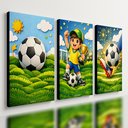 Ver imagem 1 de Kit 3 Quadro Decorativo Futebol Infantil Quarto Menino Bebê Moderno 28x20cm
