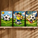 Ver imagem 3 de Kit 3 Quadro Decorativo Futebol Infantil Quarto Menino Bebê Moderno 28x20cm
