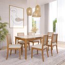 Ver imagem 2 de Conjunto Sala de Jantar Baobá 1,80x0,90 com 6 Cadeiras Buriti Estofada D28 - Madeira/Offwhite/Linho