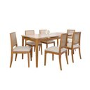 Ver imagem 1 de Conjunto Sala de Jantar Baobá 1,80x0,90 com 6 Cadeiras Buriti Estofada D28 - Madeira/Offwhite/Linho