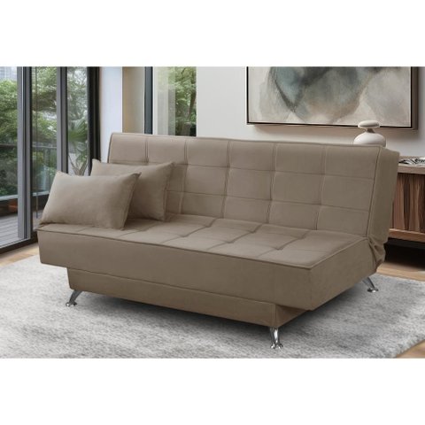 Sofá Cama 3 Lugares 1,80m Daise Suede Capuccino Madelina Decor