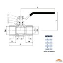 Ver imagem 3 de Válvula Esfera Fêmea X Fêmea 1.1/2 para Gás Passagem Plena Alavanca Ivm Italy Latão Niquelado