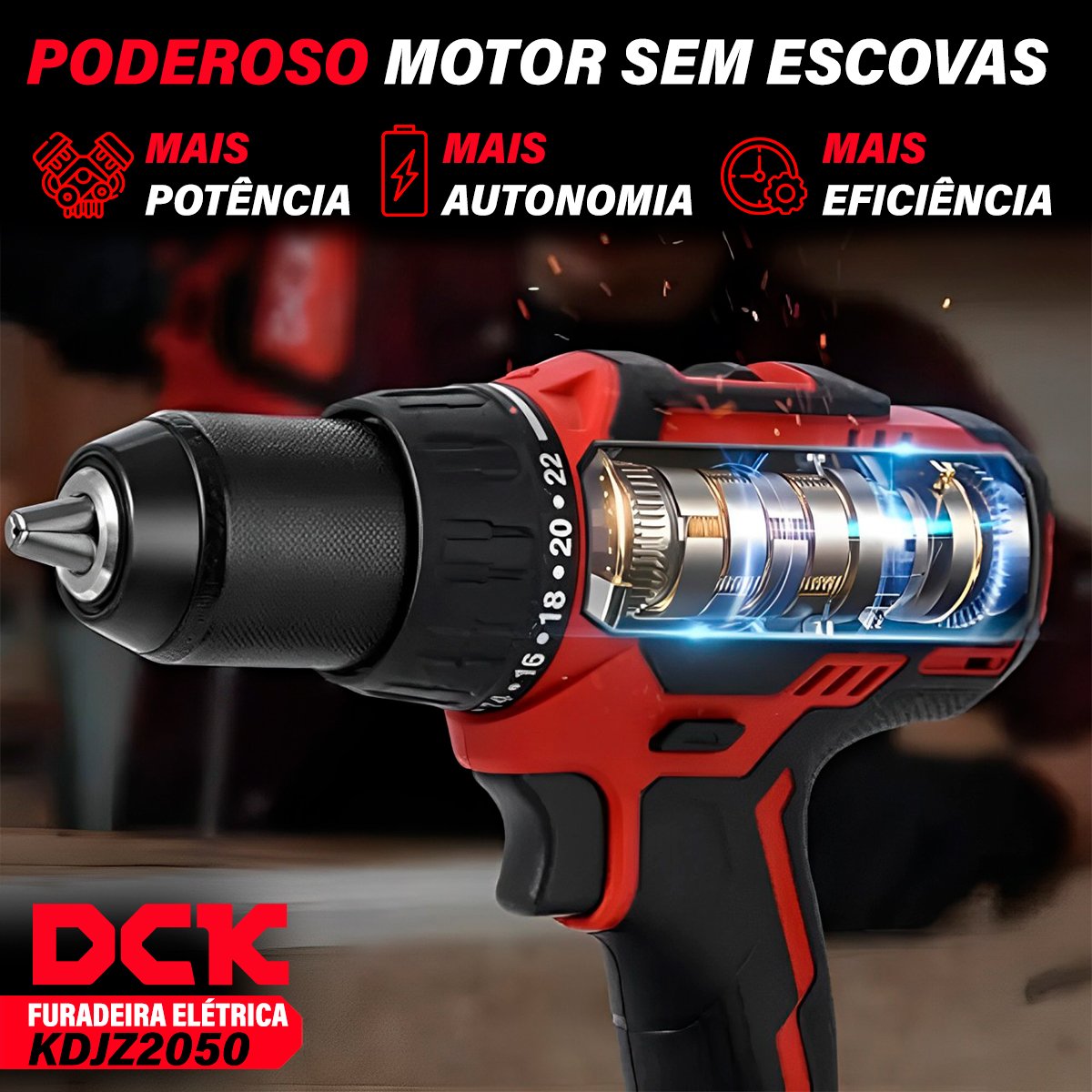 Furadeira e Parafusadeira a Bateria Dck 250w - 6