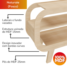 Rack Bancada para Tv 42 Pol 133 Cm Mdf Naturale Arly - 5