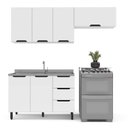 Ver imagem 3 de Armário de Cozinha Modulada Completa 3 Peças 200cm sem Tampo 250051 Meena Politorno Móveis