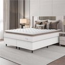 Ver imagem 2 de Cama Box Colchão Casal King Molas Ensacadas City Pillow Top 193x203x61cm Linho Branco Bege
