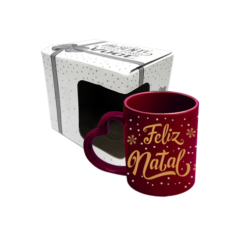 CANECA CORACAO BORDO - NATAL ENCANTADO DOURADA