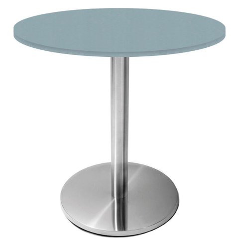 Mesa Beta Inox 75 Cm Altura Disco Redondo Tampo Mdp Redondo 60 Cm Largura X 2,50 Cm Altura Cinza