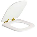 Ver imagem 2 de Assento Poliester Soft Close Antimicrobiano Unic Branco para vaso Deca com Ferragem Dourada