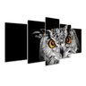 Quadro 5 Peças Olhar da Coruja Pássaro Animal Asas Mosaico - 1