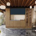 Ver imagem 1 de Cozinha Modulada Celeste Kappesberg 100% Mdf Nogueira/azul 7 Peças