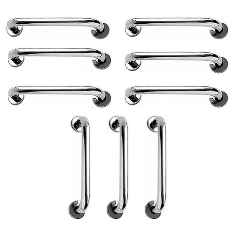 Barra de Apoio 40cm Kit 9 Unidades Inox Suporte Cadeirante Idoso Gestante Banheiro Box Corrimao Esca