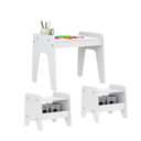 Ver imagem 4 de Conjunto Infantil 3 Pecas 1 Mesa com 2 Banquinhos Branco