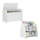 Ver imagem 2 de Conjunto Infantil 2 Pecas 1 Bau 1 Biblioteca Porta Livros Branco
