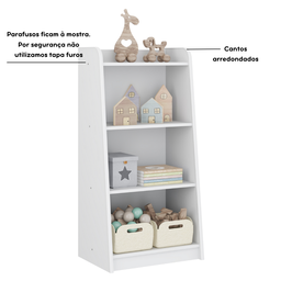 Conjunto Infantil 3 Pecas 1 Bau 1 Porta Livros 1 Estante  - 7