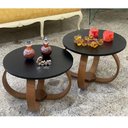 Ver imagem 2 de Conjunto Mesa de Centro e Lateral Pés Cebola Preto