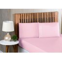 Ver imagem 1 de Jogo de Lençol Queen Size 3 Peças 100% Algodão Percal 200 Fios com Acabamento em Ponto Palito Rosa