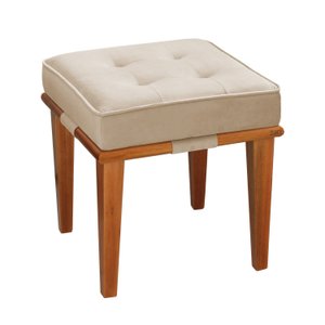 Pufe Decorativo Quadrado Base Madeira Dion