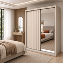 Ver imagem 2 de Guarda-Roupa Lugano 2 Portas 4 Gavetas 100% MDF com Espelho Europa Off White