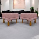 Ver imagem 1 de Kit 2 Puffs Decorativos Duque Retangular Bouclé Premium Capitonê - Bege Buclê