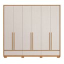 Ver imagem 4 de Guarda Roupa Casal 6 Portas 3 Gavetas 100% MDF Prime Freijó Trend/Off White Marrom
