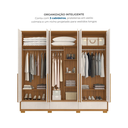 Ver imagem 6 de Guarda Roupa Casal 6 Portas 3 Gavetas 100% MDF Prime Freijó Trend/Off White Marrom