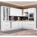 Ver imagem 1 de Cozinha Modulada de Canto 10 Peças 14 Portas 7 Gavetas Americana Henn - Branco/calcare