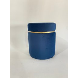 Kit 2 Puff Veludo Cinta Dourada:azul - 2