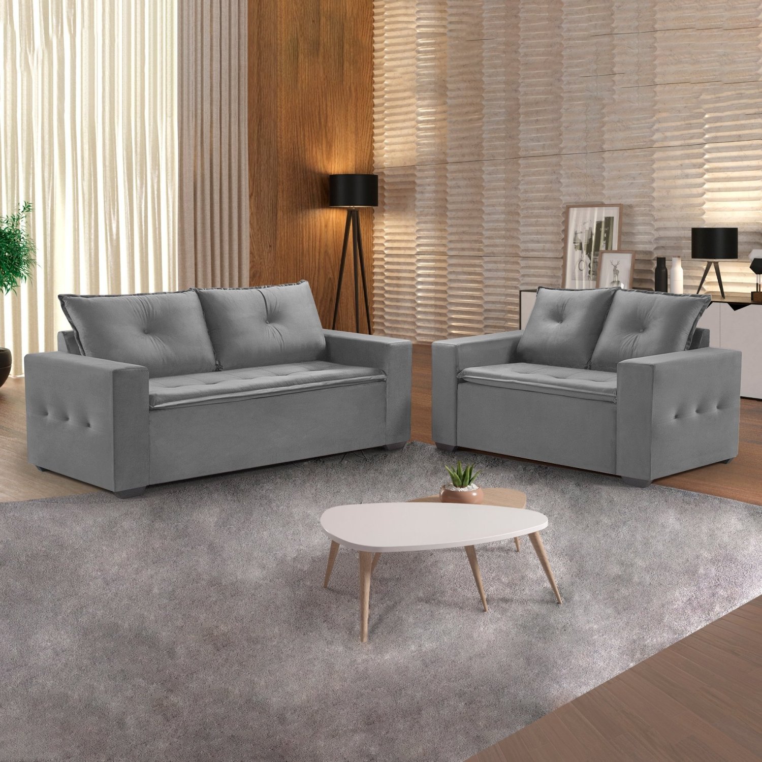 Conjunto Sofá 2 e 3 Lugares M140 Martins Estofados | MadeiraMadeira