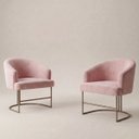 Ver imagem 4 de Kit 2 Poltrona Decorativa Moderno Base Aço Champanhe Cor Rosê