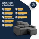 Ver imagem 4 de Sofá Retrátil e Reclinável 2 Lugares Espuma Fibra Siliconada Londrina 160 cm