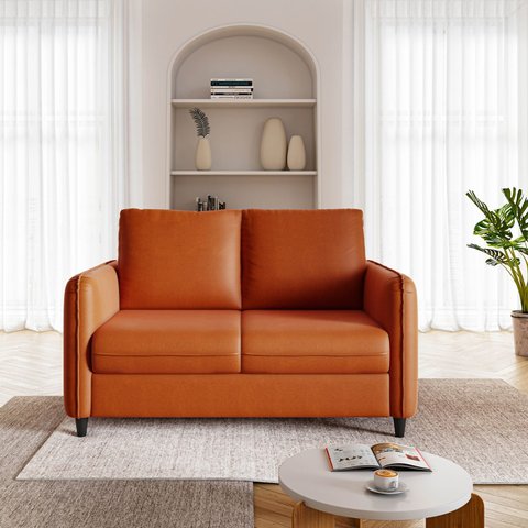 Sofá 2 Lugares Veludo Marrom Orquídea 138cm CabeCasa MadeiraOriginals