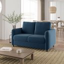Ver imagem 1 de Sofá 2 Lugares Veludo Azul Orquídea 138cm CabeCasa MadeiraOriginals