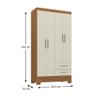 Guarda-roupa Solteiro 4 Portas 2 Gavetas Imperatriz Cinamomo/off White - Rodial - 2
