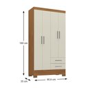 Ver imagem 2 de Guarda-roupa Solteiro 4 Portas 2 Gavetas Imperatriz Cinamomo/off White - Rodial